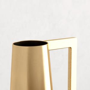 Vase à fleurs de luxe plaqué or, 1 pièce, avec poignée, décoratif pour le balcon, la maison, décoration du sol de bureau - Product Image 2