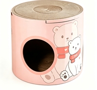 Vente en gros OEM, logo personnalisé, marque privée, fournisseur d'articles pour animaux, commande en gros, MOQ, griffoir cylindrique pour chats d'intérieur en forme d'ours
