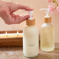 Set Botol Kosmetik Kaca Kosong 30/50/100/120/240mL, Botol Frosted dengan Pompa Lotion, Serum Perawatan Kulit, Tutup Bambu