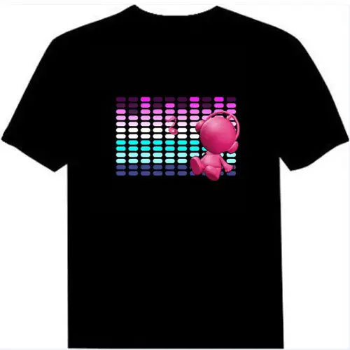 Hot sale LED t-shirt Rave Party Flashing t-shirts sounds activated clothes EL light up clothing Printed pattern Customizable