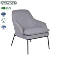 Fauteuil d'appoint modulaire capitonné en tissu gris moderne CARLFORD, style maison et loisirs, pour salon, appartement, hôtel, salle à manger, avec structure métallique durable