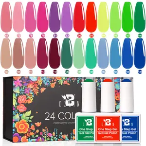 Professional Nail Gel Polish Suppliers BOZLIN 24 Colors 3 In 1 Gel Nail Polish Set Soak Off UV LED Nail 1 Step Gel Polish Set