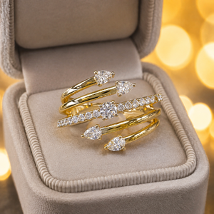 Anello a fascia con stella scintillante per donna, elegante gioiello da dito per tutti i giorni - Product Image 6
