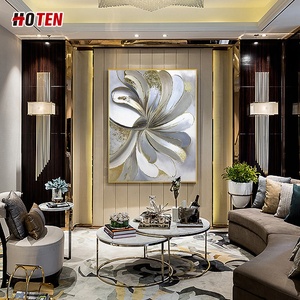 Dipinto a Olio su Tela Moderno con Foglia d'Oro, Design Floreale Decorativo <span class=keywords><strong>per</strong></span> Soggiorno o <span class=keywords><strong>Camera</strong></span> <span class=keywords><strong>da</strong></span> <span class=keywords><strong>Letto</strong></span> - Product Image 3