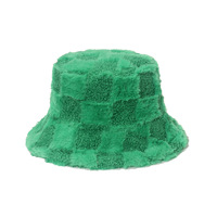 Groothandel Winter Lamsvlees Pluche Vissersmuts Fleece Geruit Dikker Velours Nepbont Geruite Emmer Muts Voor Meisjes Vrouwen