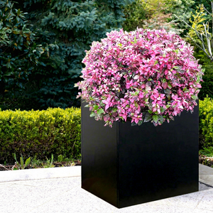 Gnee Garden Black Square Metal <b>Planter</b> Outdoor Modern Powder Coated Plant Pot <b>for</b> Garden Green Plants - Product Image 1