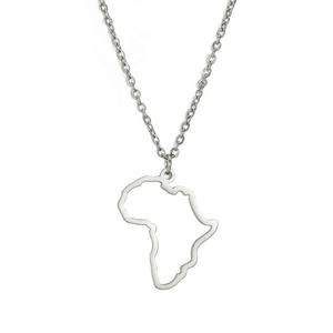 MECYLIFE-Colgante de acero inoxidable con mapa africano para mujer, joyería personalizada, collar con mapa del mundo - Product Image 2