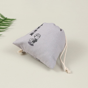 Mini pochette en toile, sac à cordon en coton, broderie personnalisée du logo gris, écologique, réutilisable, pochette à bijoux, sac en coton pour mariage - Product Image 2