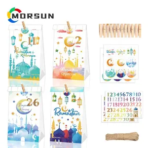 Morsun 12Pcs Eid Mubarak Cadeau Zakjes Ramadan Mubarak Tassen Moslim Eid Mubarak Goodie Bags Voor Kinderen Volwassenen