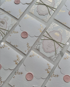 ซองฟอยล์สีทอง L + <span class=keywords><strong>R</strong></span> สำหรับงานแต่งงานซองพิมพ์ลายดอกไม้ลายนูนปิดผนึกขี้ผึ้งสีชมพูมีฝุ่น - Product Image 2