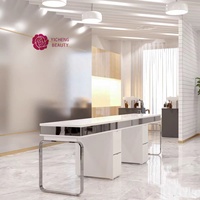 Table de manucure de grande taille haute performance Yicheng Beauty, station de travail, bureau, salon de beauté, équipement de spa, surface en marbre, table de travail