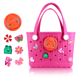 Sac de plage en EVA pour enfants, léger, imperméable, de petite taille, pour l'été, sac de shopping compact en EVA avec breloque - Product Image 4