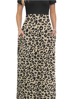 Jupe longue en satin imprimé léopard taille haute élastique en soie lisse, tailles S-XL