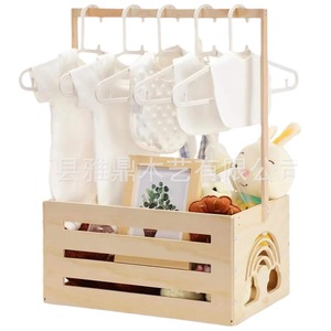 Caja de Almacenamiento de Madera para Bebés con Colgador para Ropa, Organizador para Bebés de 0 a 12 Meses, Artículos Esenciales para Bebés, Tipo Cuadrado Grande, Moderno y Sencillo - Product Image 5