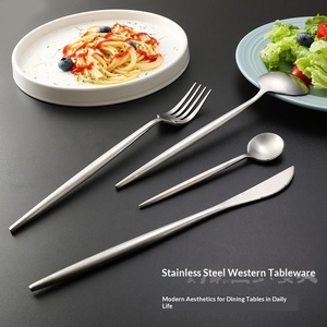 <strong>Chinese</strong> Metal Stainless Steel Dishwasher Safe Mirror Finish Nordic Minimalist Design Four-Piece <strong>Knife</strong> Fork Spoon <strong>Set</strong> Household - Product Image 1