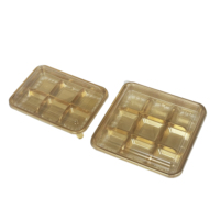 Boîte à pâtisserie en plastique divisée jetable, écologique, recyclable, PET, 6/9 emplacements, pour pâtisseries, bonbons, biscuits, macarons, avec couvercle transparent