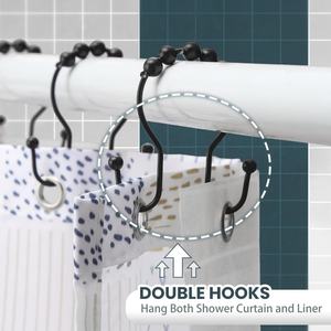 Rust Resistant Metal Double Glide <b>Shower</b> Hooks Rings for Bathroom <b>Shower</b> Rods Curtains - Product Image 4