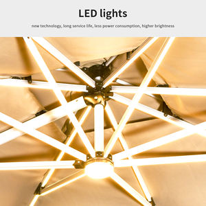 Sombrilla de Exterior Cuadrada de 10 pies con Base, Parasol de Café, Sombrilla de Mercado con Luz LED - Product Image 3