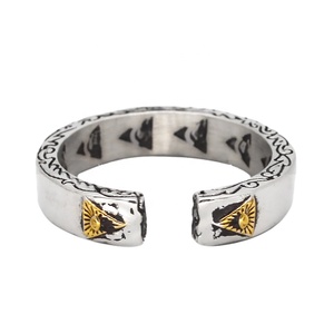 Nouveau Design L'Oeil de la Providence Anneau Ouvert En Acier Inoxydable Illuminati Puissant Anneau de Souhait et de Protection Franc-Maçon Hommes Bijoux - Product Image 1