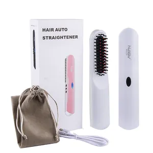 China Wholesale Cordless Hair Straightener Brush Comb Rechargeable Battery USB Hair Beard Straightening Brush