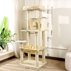 Árbol para gatos con nido de 4 niveles, color sólido, rascador duradero para gatos de interior - Product Image 3