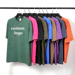 Vintage Wash Tie Dye Oversized T Shirt Custom DTF Printing Streetwear Cotton <b>Tshirt</b> - Product Image 1