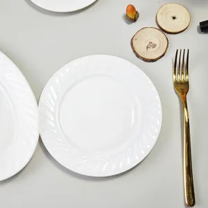 Großhandel günstiges weißes Opalglas Schlussverkauf Küche Geschirr Teller hitzebeständiges Opalglasgeschirr