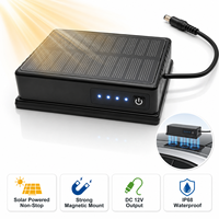 Banco de Energía Magnético con Energía Solar, DC 12V 15000mAh, Base de Batería Recargable de Superficie Plana para Cámara Inalámbrica de Montacargas