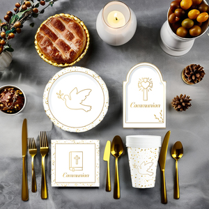 Vaisselle de fête pour la première communion DAMAI, pigeons, croix, anniversaire, baby shower, fournitures de fête, gobelets en papier, assiettes, ensemble de communion - Product Image 2