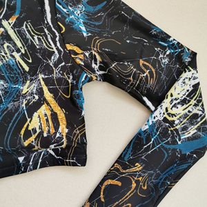 Ensemble de maillot de bain anti-UV à manches longues tie-dye pour <span class=keywords><strong>femme</strong></span> avec haut court zippé, protection UV, pour le <span class=keywords><strong>surf</strong></span>, personnalisable OEM, vente en gros, pour la plage - Product Image 3