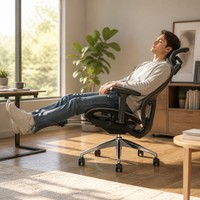 Chaise de bureau ergonomique Wanmusheng XC avec accoudoirs réglables, dossier en maille, design moderne, base en alliage d'aluminium, hauteur réglable et pivotante