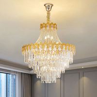 Vente directe d'usine Décoration d'art moderne Hôtel Villa Salon Escalier Cristal doré K9 Long lustre Installation de projet LED