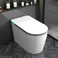 Siège de toilette intelligent de luxe au design moderne avec commande vocale IA, fixation au sol, siphon en S, télécommande, protection en mousse, chauffage du siège, automatique