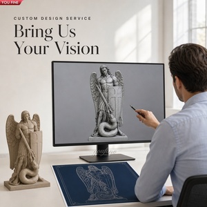 YOUFINE Statue d'archange Saint Michel en bronze pour extérieur, vainquant le <span class=keywords><strong>serpent</strong></span> avec des ailes, pour la place de l'église et le jardin religieux - Product Image 6