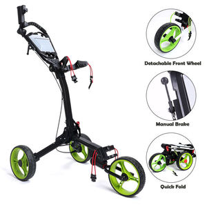 Chariot de golf à 3 roues avec cadre en aluminium, poignée réglable et porte-gobelet, livraison rapide - Product Image 4