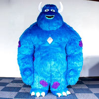 Mascotte géante de monstre aux cheveux longs Costume de mascotte de monstre aux cheveux longs gonflable bleu pour adulte