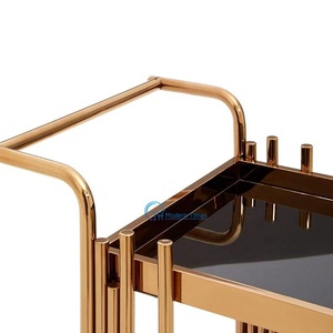 Chariot de bar de service en verre personnalisé 2025 de luxe moderne et durable en acier inoxydable pour la cuisine et le salon - Product Image 5