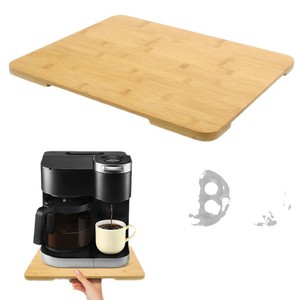 Plateau mobile en bambou avec roulettes, multifonctionnel pour machines à café et mixeurs de bureau, design moderne carré de couleur unie - Product Image 2