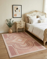 Tapis en laine et fourrure 0113 pour salon moderne de luxe, vert rouille beige, design abstrait artistique tufté, doux, moelleux, antidérapant, adapté aux animaux domestiques
