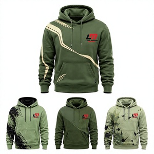 Sudadera con Capucha Verde para Hombre, Corte Regular, Informal, de Forro Polar, con Bolsillo Delantero, Diseño con Estampado por Sublimación, 100% Algodón, Ropa de Invierno - Product Image 1