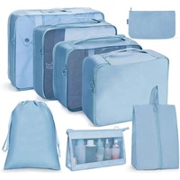 Ensemble de 8 cubes de voyage en matériau Oxford compressé léger logo personnalisé valise fourre-tout pliable organisateur fermeture éclair stockage d'air