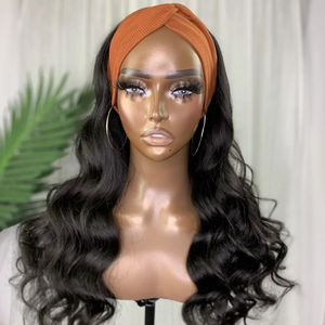 باروكة شعر بشري بتصميم عصابة رأس، شعر متموج، بدون دانتيل أمامي، نصف باروكة بدون غراء، شعر برازيلي طبيعي متموج مصنوع آليًا - Product Image 2