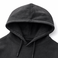 Sweat-shirt à capuche oversize en molleton brossé épais noir délavé, coupe carrée, style streetwear, vierge