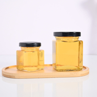 Pot à miel carré en verre transparent, pot à miel carré en verre pour abeilles