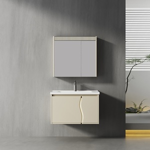 Mobile <span class=keywords><strong>Bagno</strong></span> Moderno di Lusso per Hotel, Alta Qualità, Resistente all'Umidità, in Compensato con Specchio LED e <span class=keywords><strong>Lavabo</strong></span> - Product Image 6