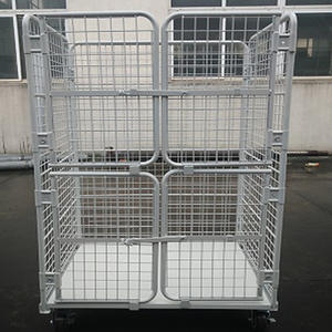 Jaula metálica de rejilla de doble puerta de partición de carro de logística plegable del fabricante de suministro directo para almacenamiento de carga de equipos - Product Image 4