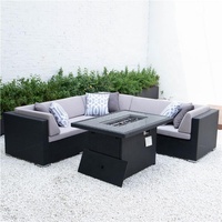 Ensemble de meubles d'extérieur en rotin avec cadre en aluminium pour les restaurants, les hôtels ou les parcs avec table de foyer pour le jardin et la piscine