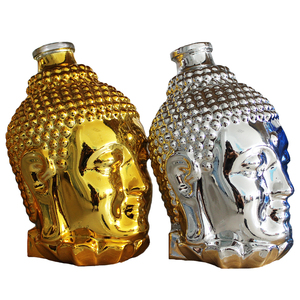 Bouteille en verre personnalisée de 500 ml et 750 ml, design unique doré, forme Bouddha fantaisie, qualité alimentaire, pour <span class=keywords><strong>whisky</strong></span>, rhum, mezcal – Vente chaude - Product Image 3