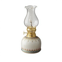 Lampe à becquet en céramique Ru Kiln motif fleur bleue 7,5x17, veilleuse de chambre, décoration de style chinois moderne, lampe Bouddha, lampe à pétrole rétro