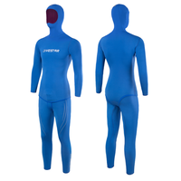 DIVESTAR Hoodie dua potong lengan panjang, pakaian selam bebas tahan air warna biru Neoprene ukuran besar untuk pria dan wanita